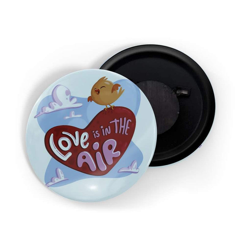 dhcrafts Blue color Round Fridge Magnet Love Is In The Air D1 Glossy Finish Design Pack of 1 (58 mm)
